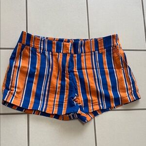 Loudmouth High Waist Orange and Blue Striped Shorts